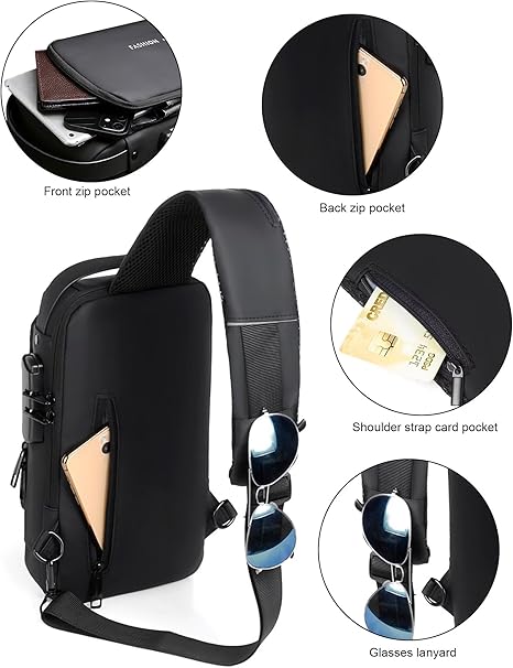 Anti-theft Cross Body Bag with USB Charging Port