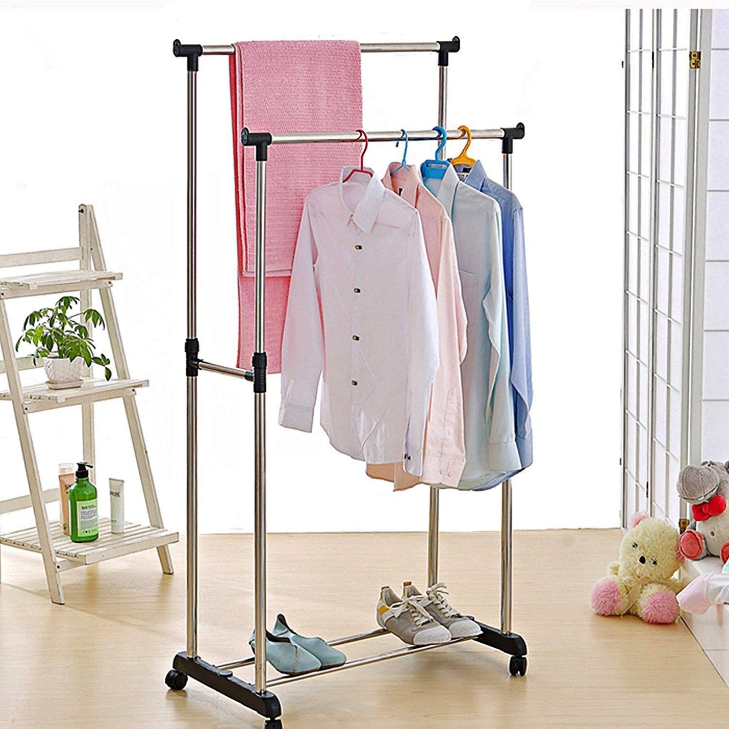 Double Pole Telescopic Clothes Rack