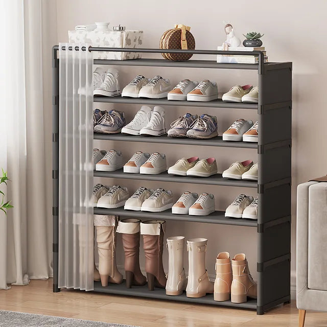 5 layer Portable Curtain Shoe Rack