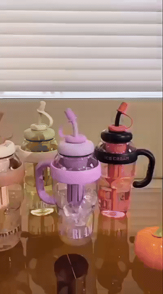 Water Bottle Large Capacity  With Handle And Straw