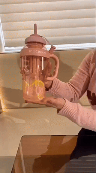 Water Bottle Large Capacity  With Handle And Straw