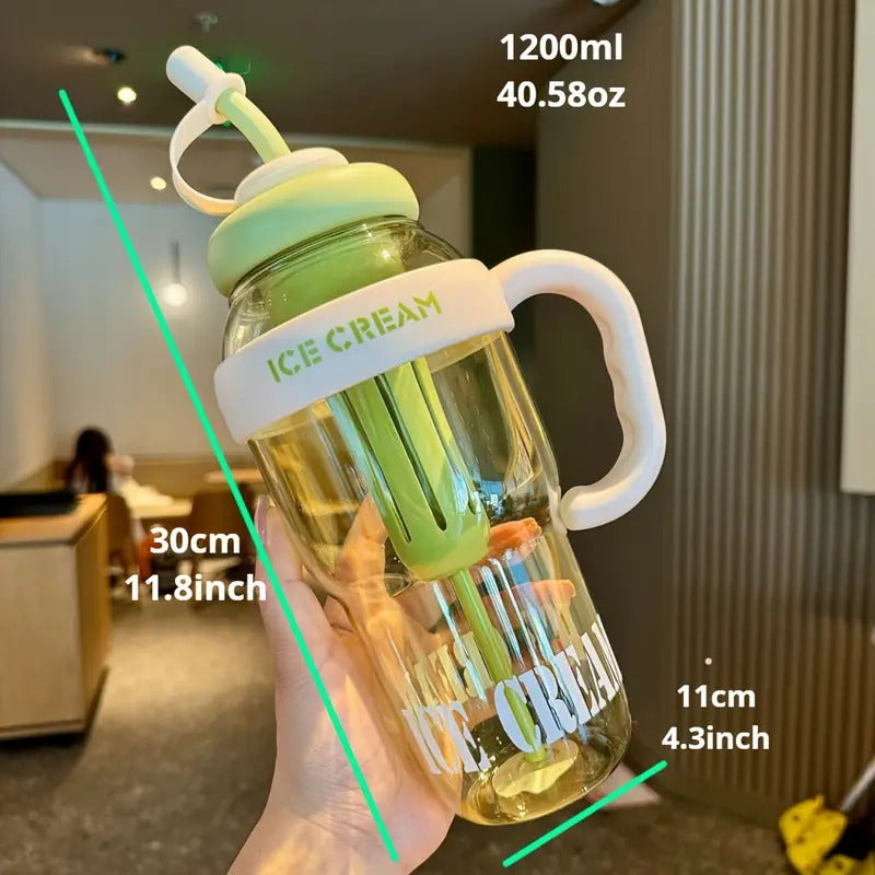 Water Bottle Large Capacity  With Handle And Straw