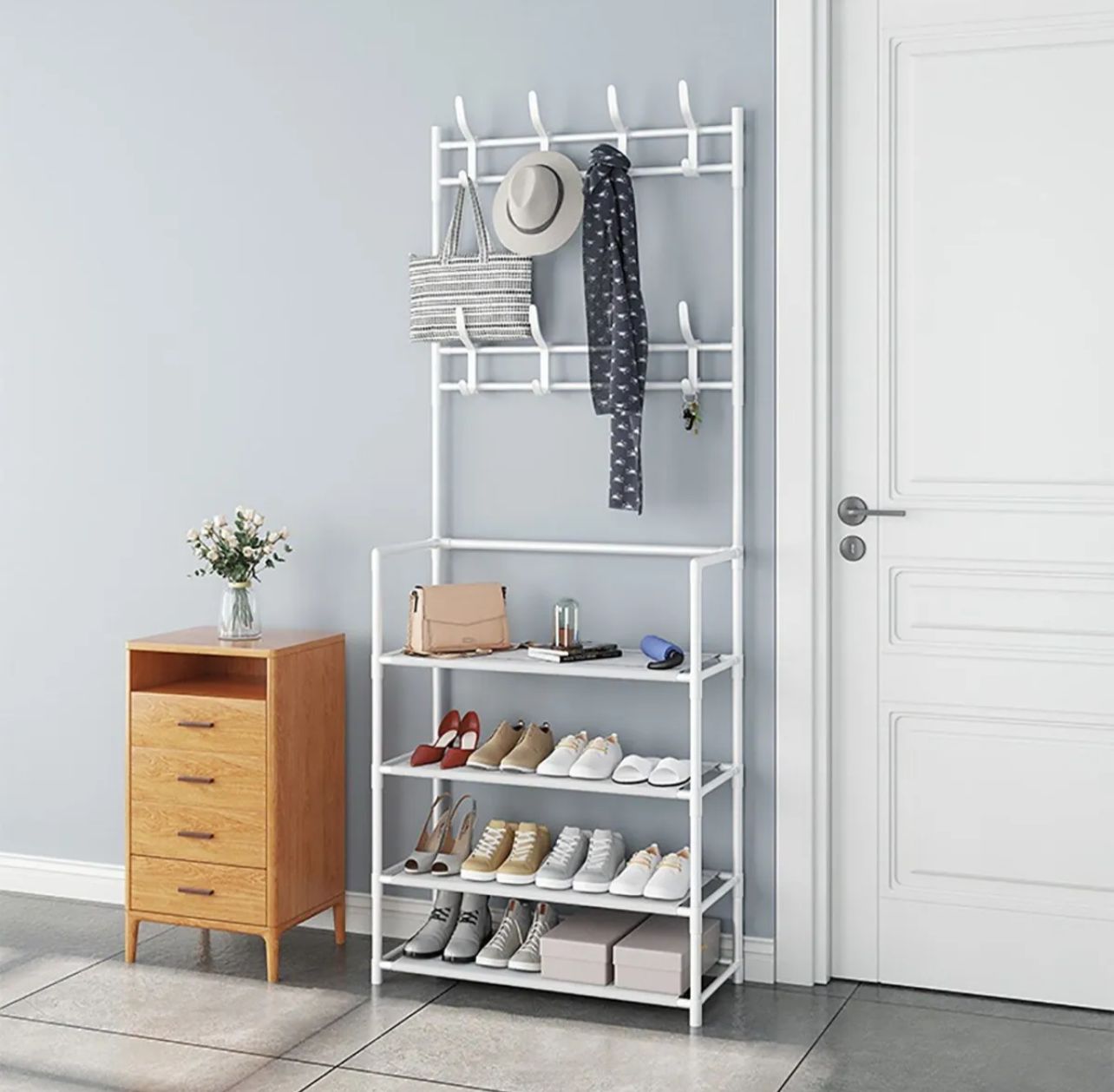 Shoe Rack With Coat Hanger