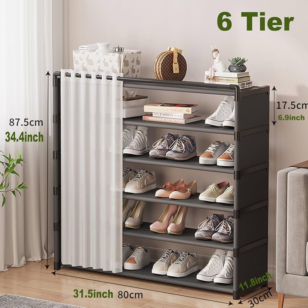 5 layer Portable Curtain Shoe Rack