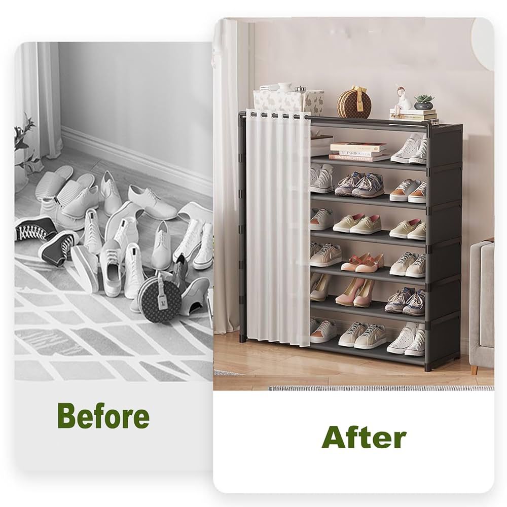 5 layer Portable Curtain Shoe Rack