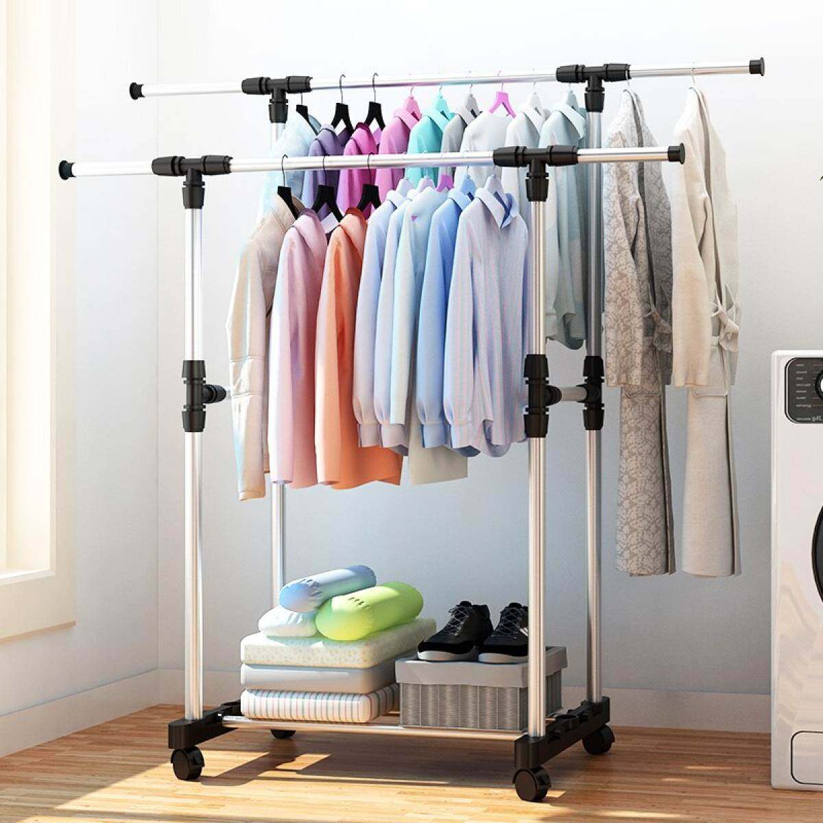Double Pole Telescopic Clothes Rack