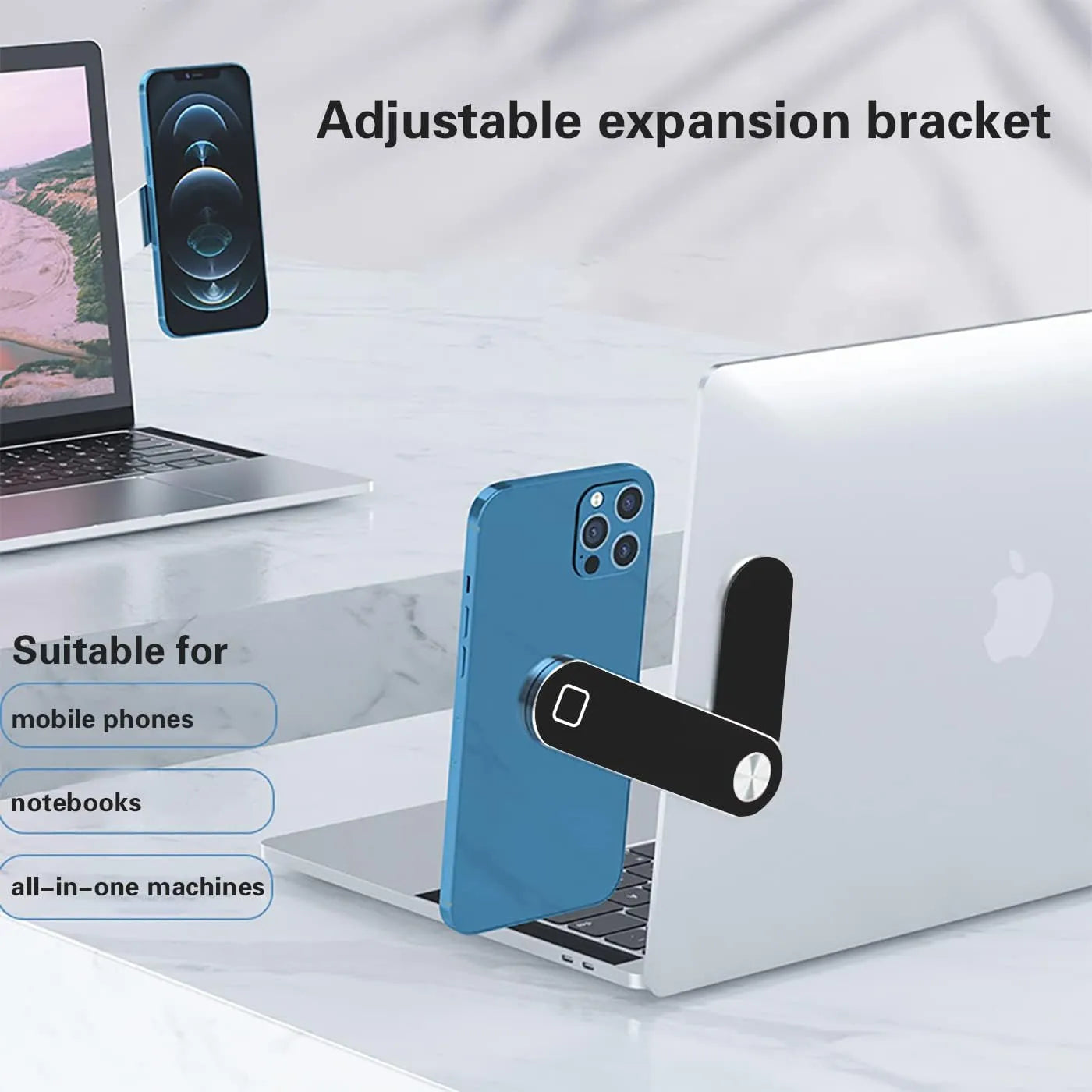 Magnetic Foldable Laptop Side Phone Holder