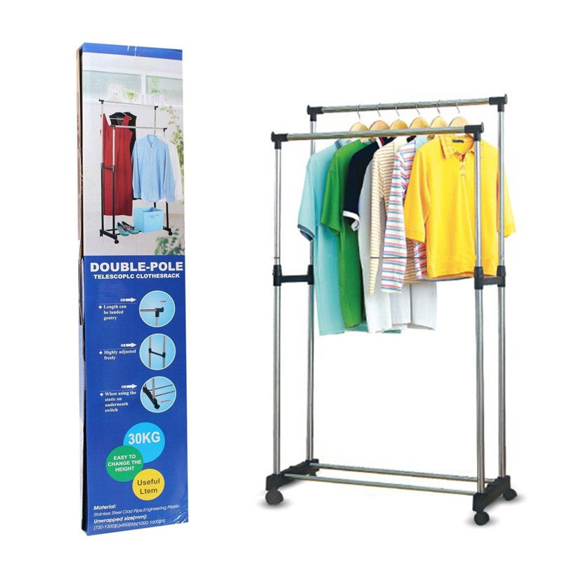 Double Pole Telescopic Clothes Rack