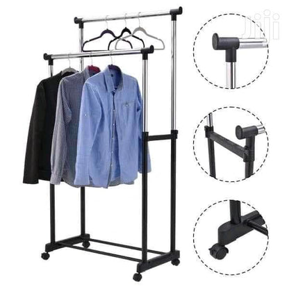 Double Pole Telescopic Clothes Rack