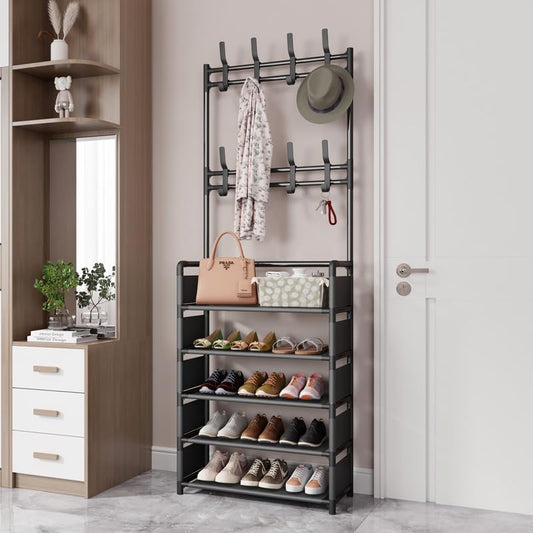 Shoe Rack With Coat Hanger