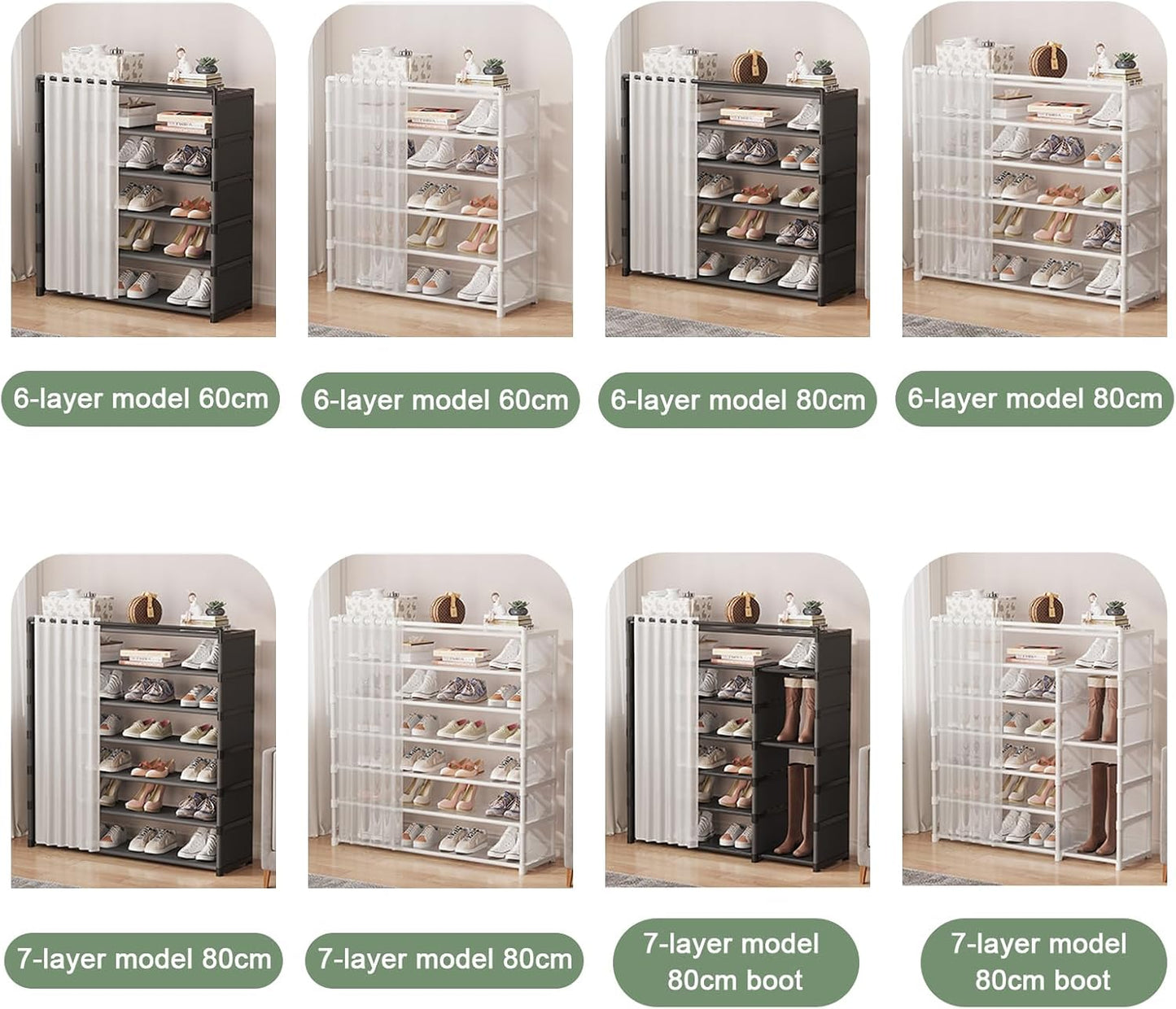 5 layer Portable Curtain Shoe Rack