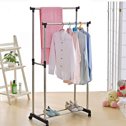 Double Pole Telescopic Clothes Rack