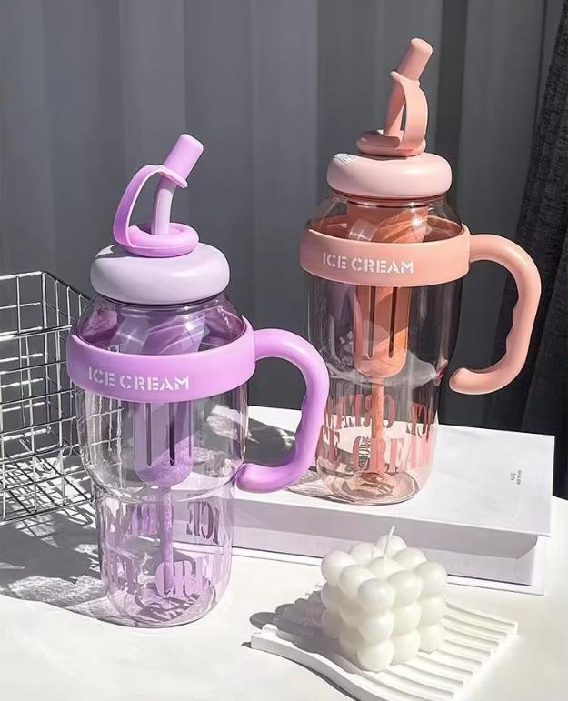 Water Bottle Large Capacity  With Handle And Straw