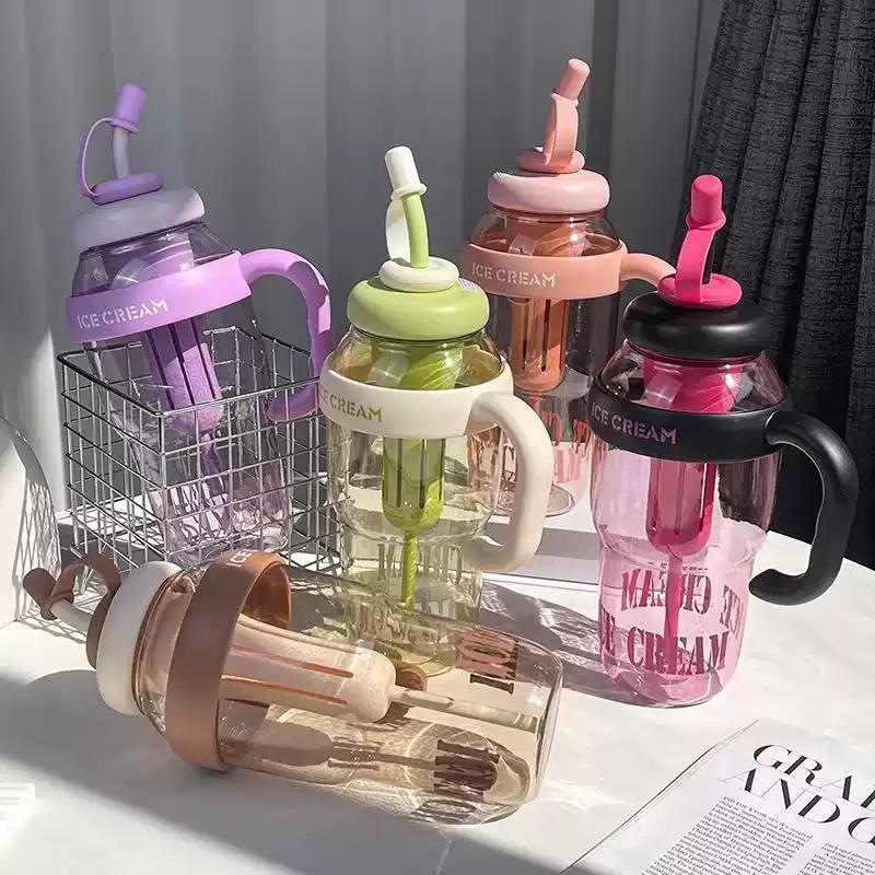 Water Bottle Large Capacity  With Handle And Straw
