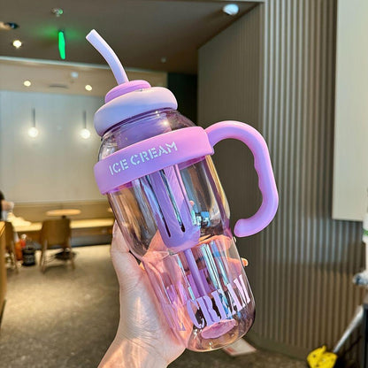 Water Bottle Large Capacity  With Handle And Straw