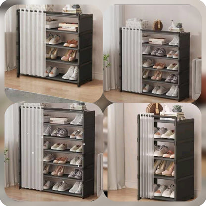 5 layer Portable Curtain Shoe Rack